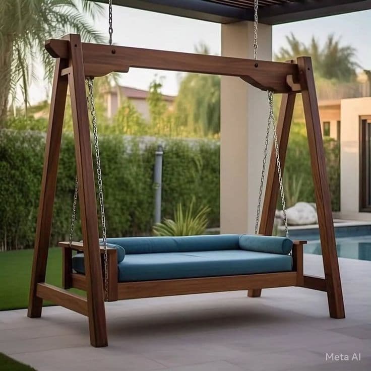 Double Seater Wooden Swing alternate view